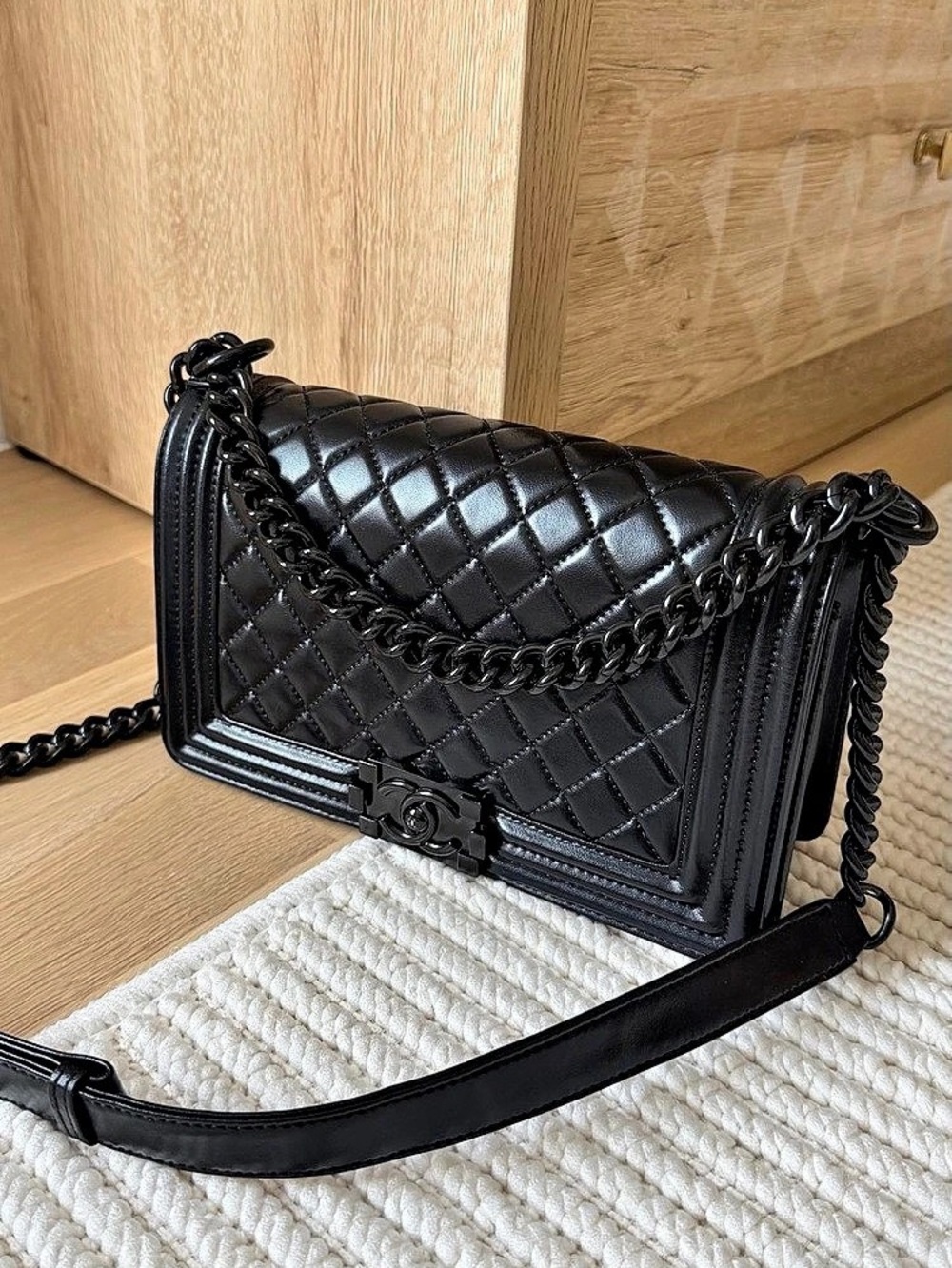 Chanel Boy Flap Bag Quilted Medium So Black Shoulder Bag